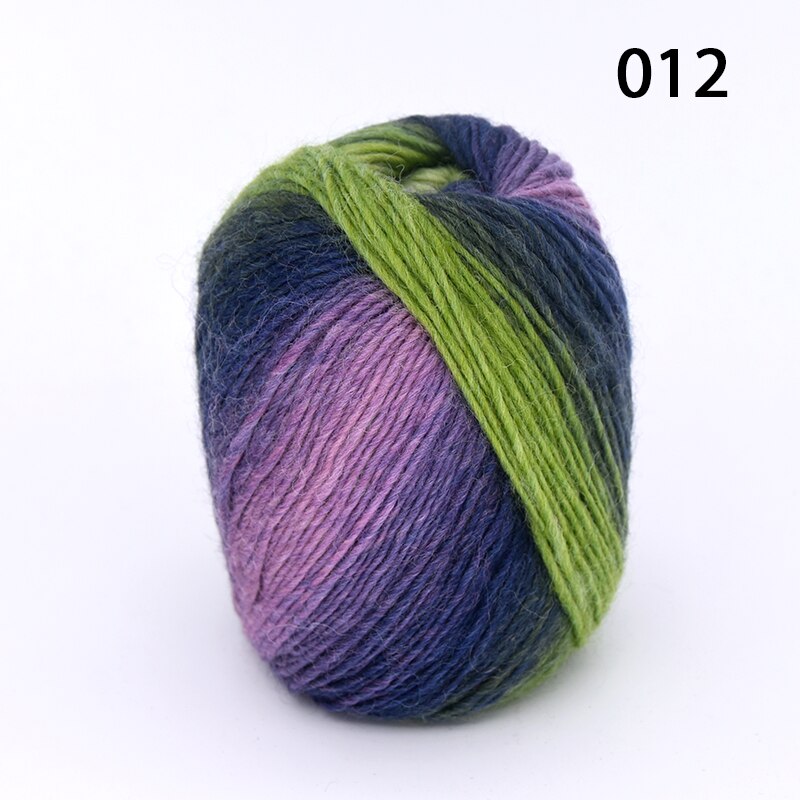 300g(50g*6 stk) lang regnbue uld farvning ren uld garn dame sjaler tråd fin uld hat frakke: 12