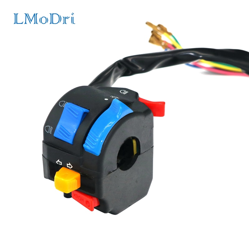LMoDri, interruptor multifunción para motocicleta de 22mm, manillar Dirt Bike ATV, interruptores de cinco funciones de encendido/apagado para Indicador de bocina de luz delantera