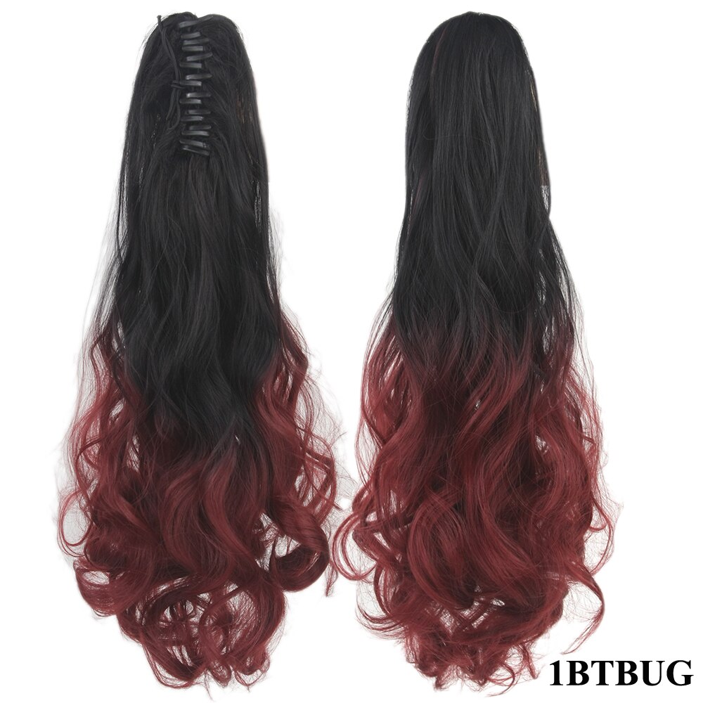 Soowee – Postiche Queue De Cheval synthétique à pince, 24 pouces, Extensions De cheveux ondulés gris ombré, Postiche Queue De Cheval: P1b / 30