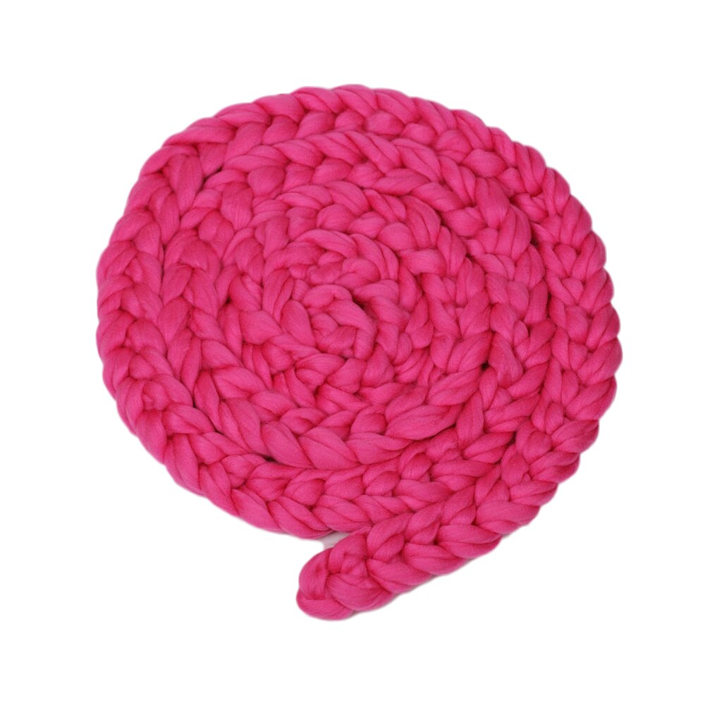 Handmade Woven Baby Blankets Wool Crochet Basket Filler Newborn Twisted Braid Photography Props Chunky Knit Blanket: Rosy