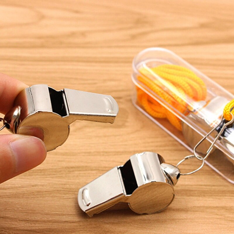 1PC Stainless steel Referee Lanyard Whistle for Training Emergency Survival Coaches Referee Sport Outdoor Survival Whistle