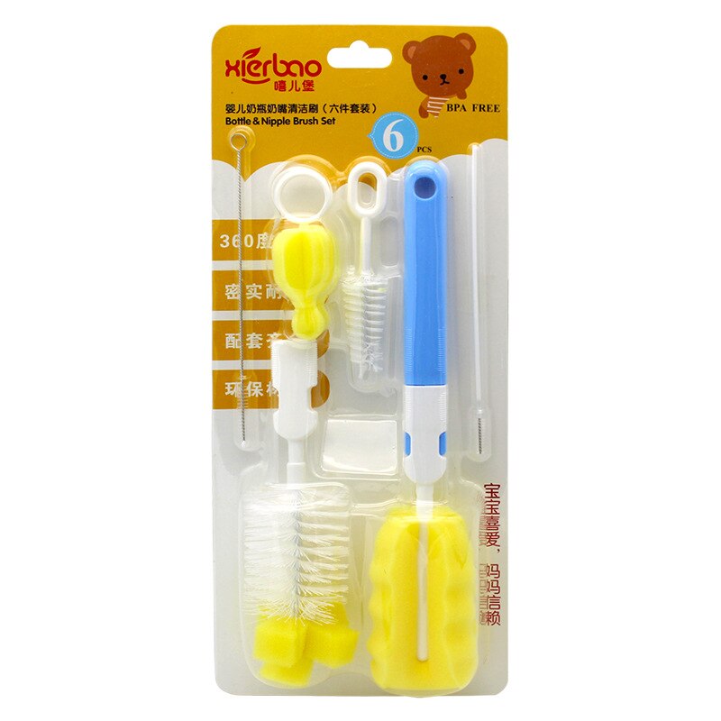 Flasche Pinsel Werkzeug Set, Schnuller Pinsel Saug Rohr Pinsel 6-Stück Set, flasche Reinigung Schwamm Flasche Pinsel Werkzeug Set