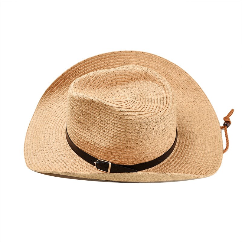 teater guide hver gang Mænd cowboy stråhat til kvinder almindelig oprulning cool læderhat udendørs  sommer sol hatte åndbar – Grandado