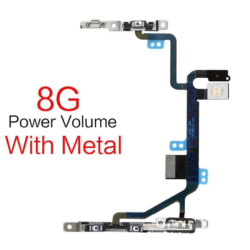 Power On Off Flex For iPhone 5S 6 6S 7 8 Plus X XR Xs Max 11 Pro Volume Up Down Side Button Key Ribbon Flex Cable With Metal