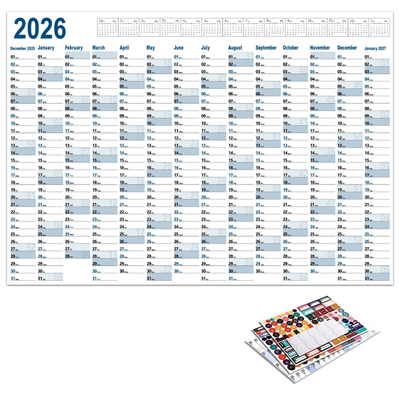 Kalender 2026, grote kalender Kawaii takenlijst Planner Target, schemaplanner, grote herbruikbare poster met meerdere maanden: Roze