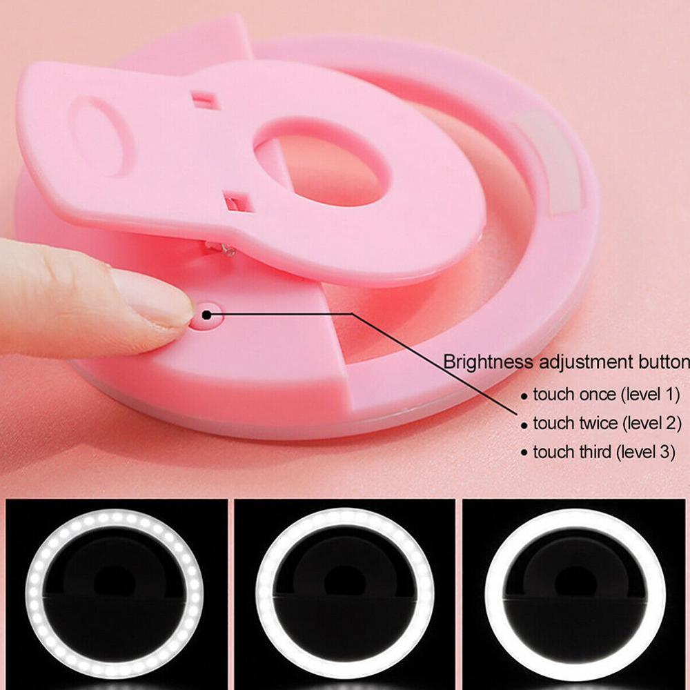 Mini Selfie Led Ring Licht Invullen Draagbare Mobiele Telefoon Mobiele Selfie 3 Niveaus Verlichting Voor Alle Lamp Clip Telefoons Lichtgevende ring M4R1