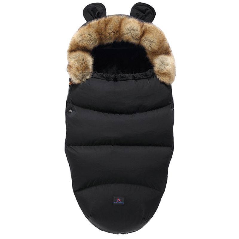 Newborn Baby Winter Warm Sleeping Bags Infant Button Knit Swaddle Wrap Swaddling Stroller Wrap Toddler Blanket Sleeping Bags: 9FF1000439-BK