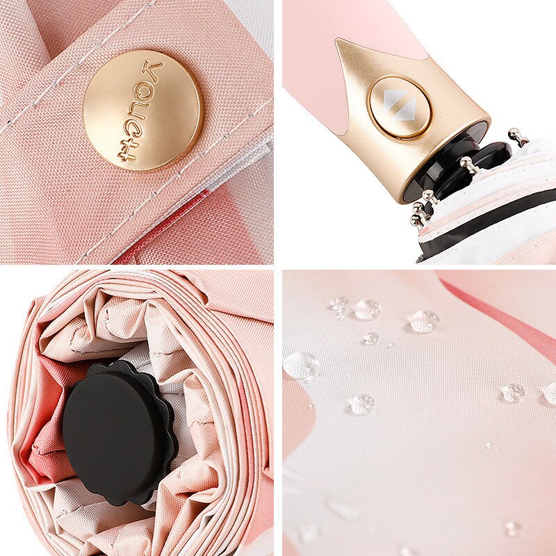 Mini Pocket Umbrella Automatic Folding Umbrella Rain Women Capsule Pink flowers Parasol Windproof UV Protection Female Umbrella