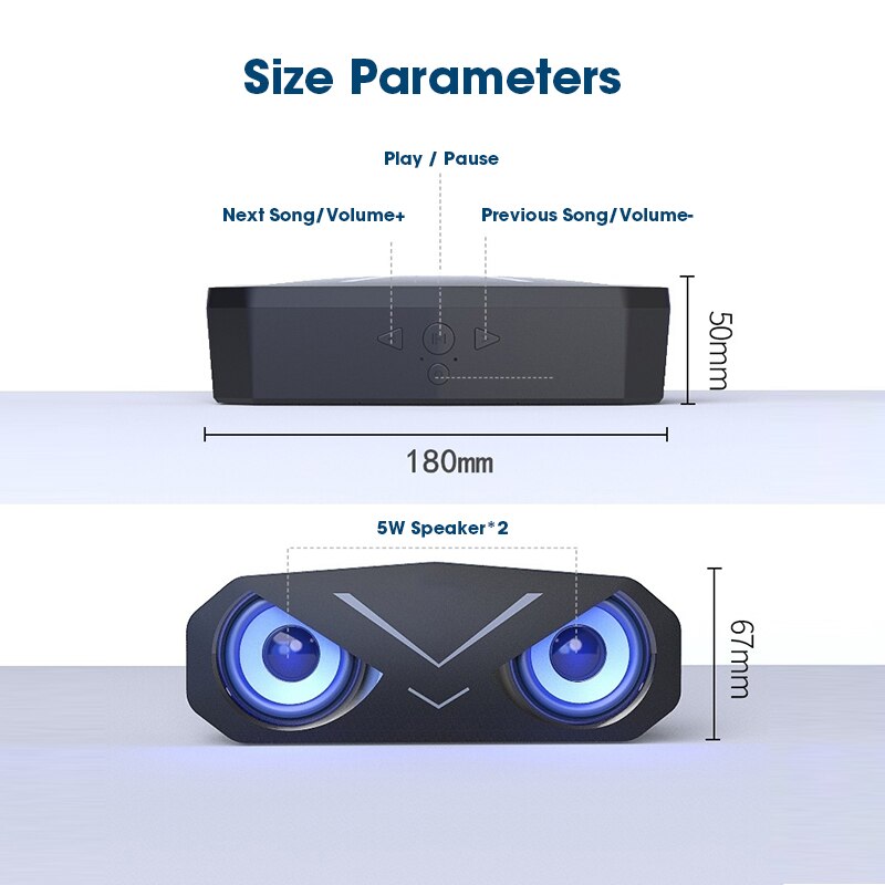 Bluetooth Computer Speaker Stereo Bass Sound Bar LED Display Subwoofer Loudspeaker for PC Laptop Portable Column Support TF Card