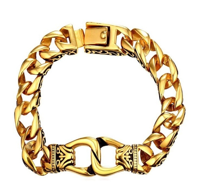 Braccialetto da moto Punk Totem retrò in metallo di alta qualità da uomo: 3610-Gold