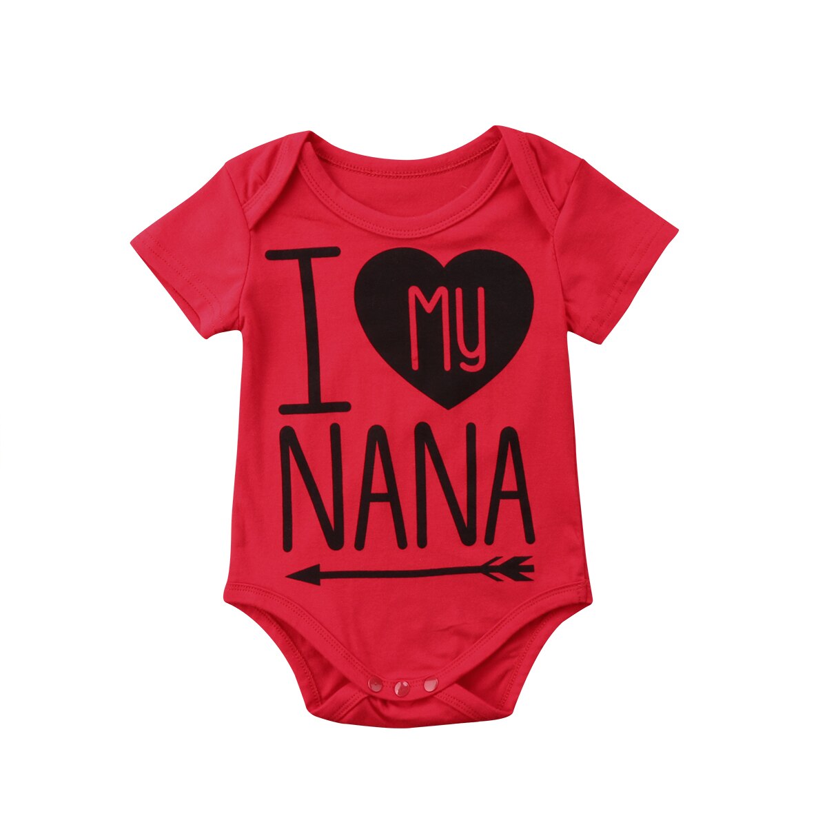 Bebé niño niña manga corta NANA letra de impresión Romper cubierto mono de botón ropa: Rojo / 18 meses