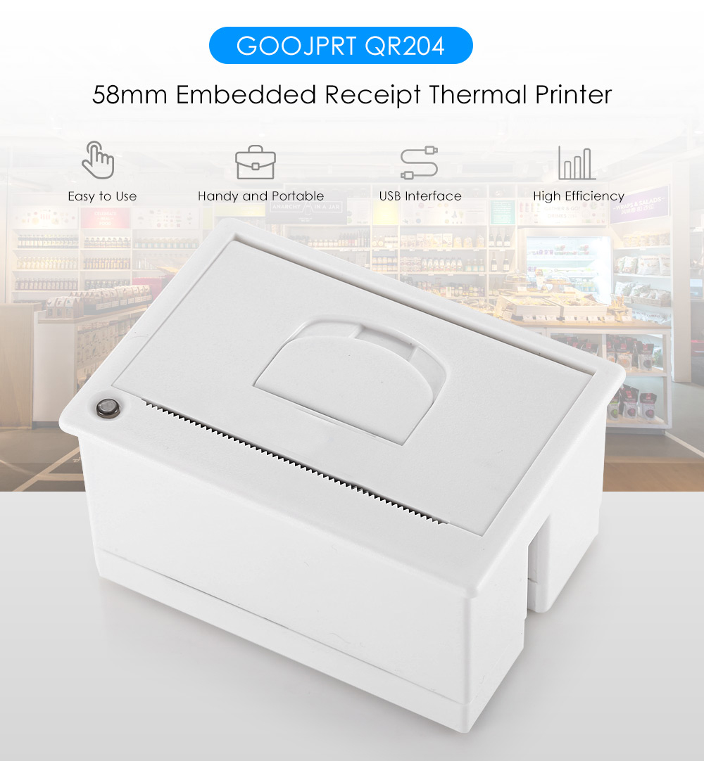 GOOJPRT QR204 Thermal Barcode Receipt Panel Printer 58mm Embedded Ticket Printers Interface USB TTL/RS232 5-9V Support ESC/POS