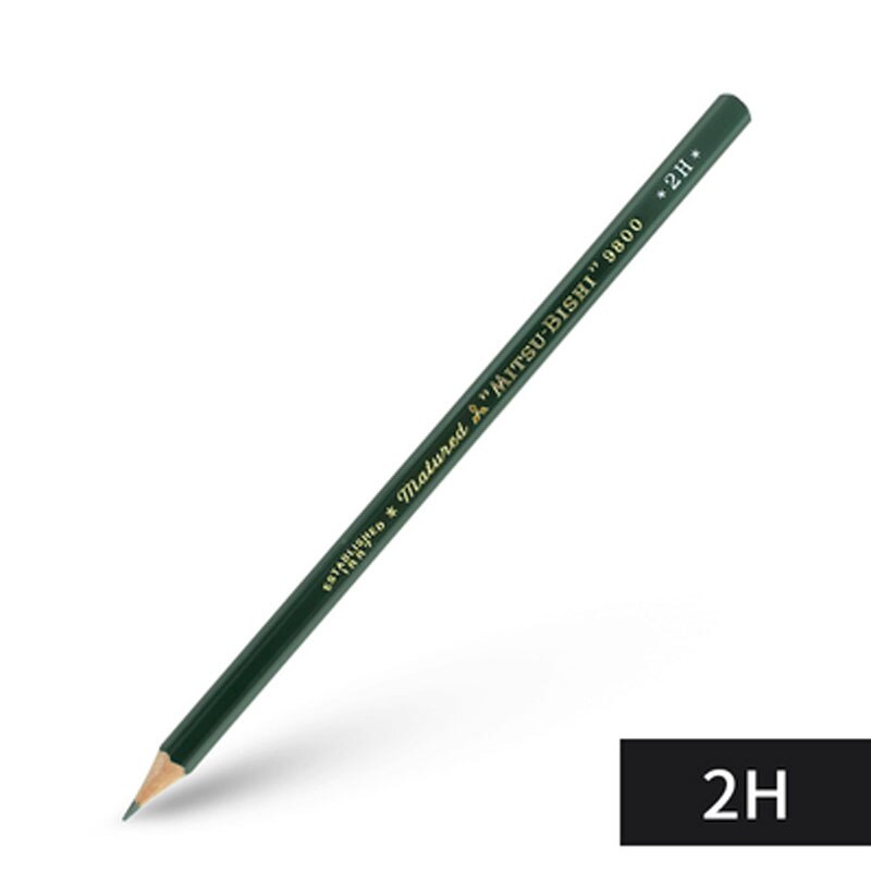 2 pièces UNI MITSUBISHI crayon 9800 Test carte dessin crayons Art croquis crayon: 2H 2pcs