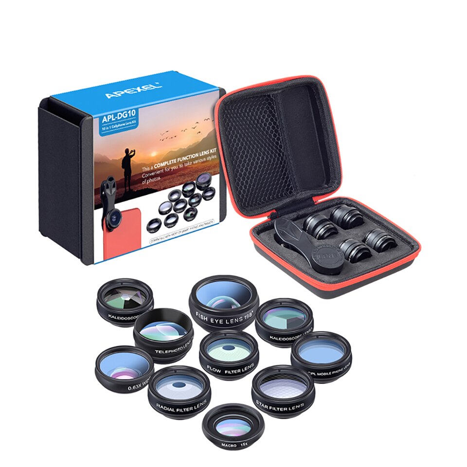 APEXEL Phone Camera Lens Kit 0.45x Wide Angle Macro Lens &amp; 12.5x Super Macro Lens HD Camera Lentes for IPhone Huawei Xiaomi: APL-DG10