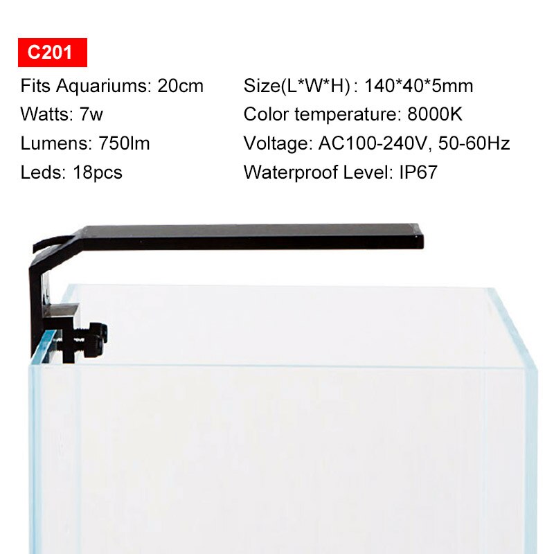 Chihiros – éclairage d'aquarium série C LED, lampe d'aquarium à spectre complet, étanche IP67, pour plantes, pêche, 110V-240V: C201