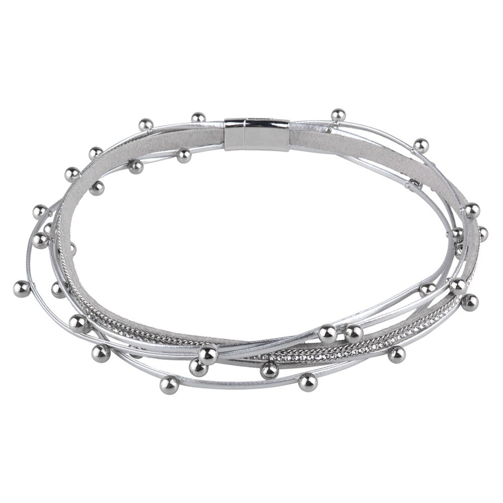 Metall Perlen Charme Leder Armbänder für Frauen Kristall Kette Bohemian Multilayer Wrap Armband Weiblichen Schmuck