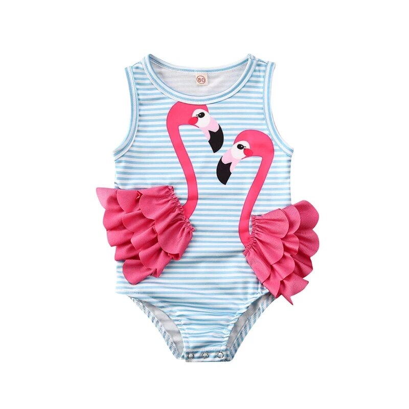 0-4 ans Flamingo Enfant Bébé Maillots De Bain Bikini Fille Body Sans Manches Imprimé Animal Maillot de bain Maillot De Bain Plage