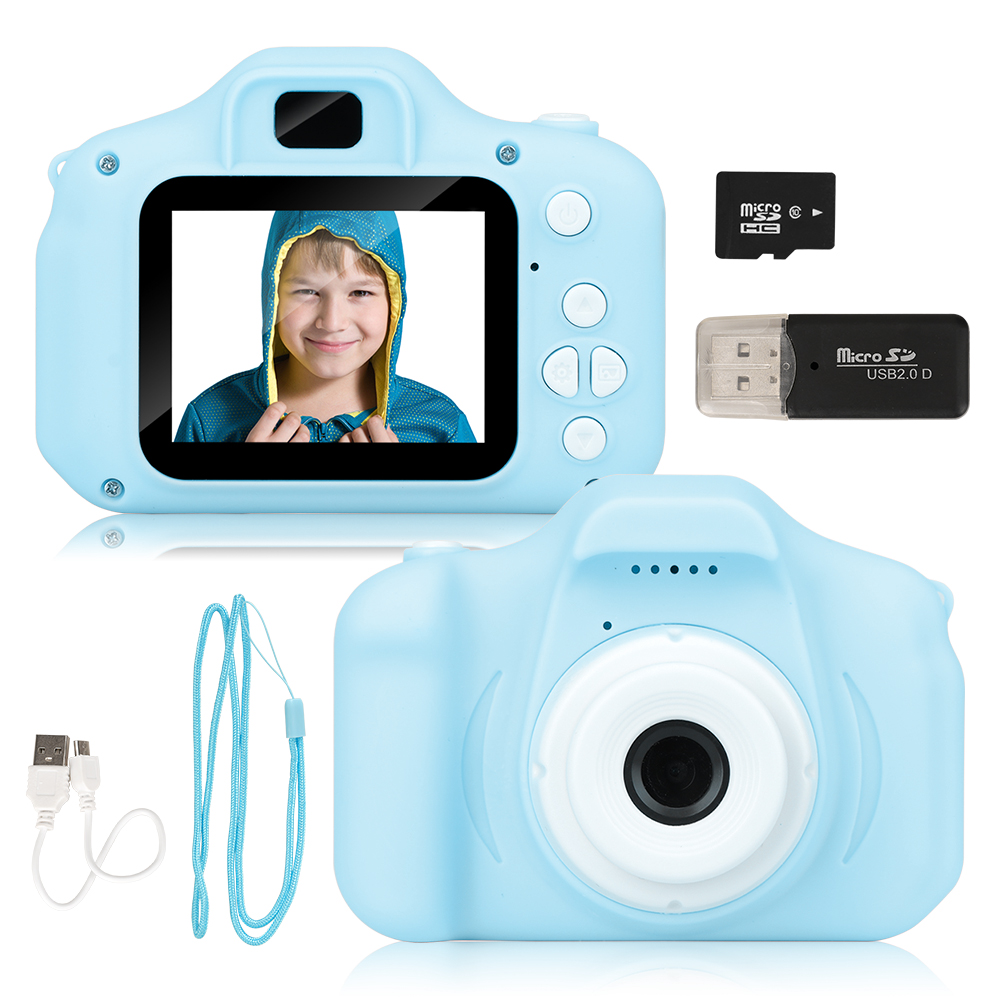 Nuevas cámaras de reproducción de vídeo fotográfico recargables baratas para niños juguete para niñas 32GB Mini cámara para niños de cumpleaños para niños: Azul