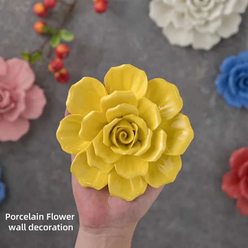 Decoraciones de pared de flores de cerámica creativas, obra de arte de porcelana hecha a mano, artesanía para el hogar, accesorios de decoración, artes decorativas