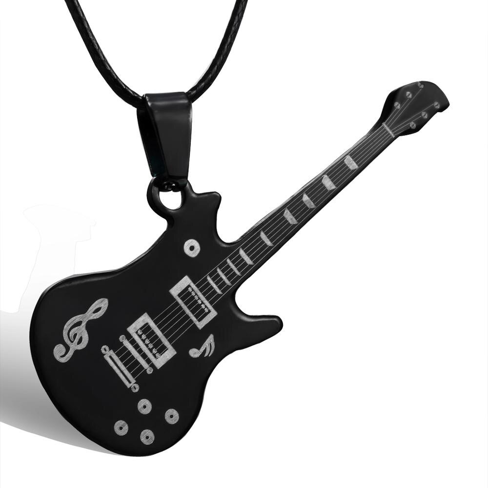 Collar de guitarra de para hombres y mujeres, Gargantilla con colgante de violín, cadena de cuerda de cuero de acero inoxidable, joyería para niños, para parejas de