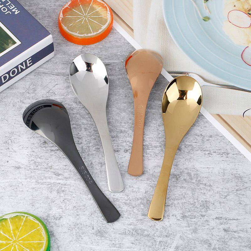 Highly 304 Stainless Steel Spoon 3 Size Large Gold Rice Soup Spoon Kids Ice Cream Dessert Spoon Kitchen Dinner Tableware