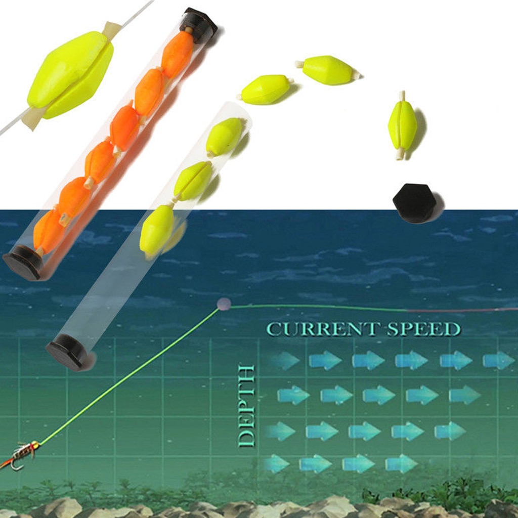 6 Stuks Per Buis Float Foam Strike Indicatoren 20X10 Mm Voor Vliegvissen Plastic Buis Geel/Oranje
