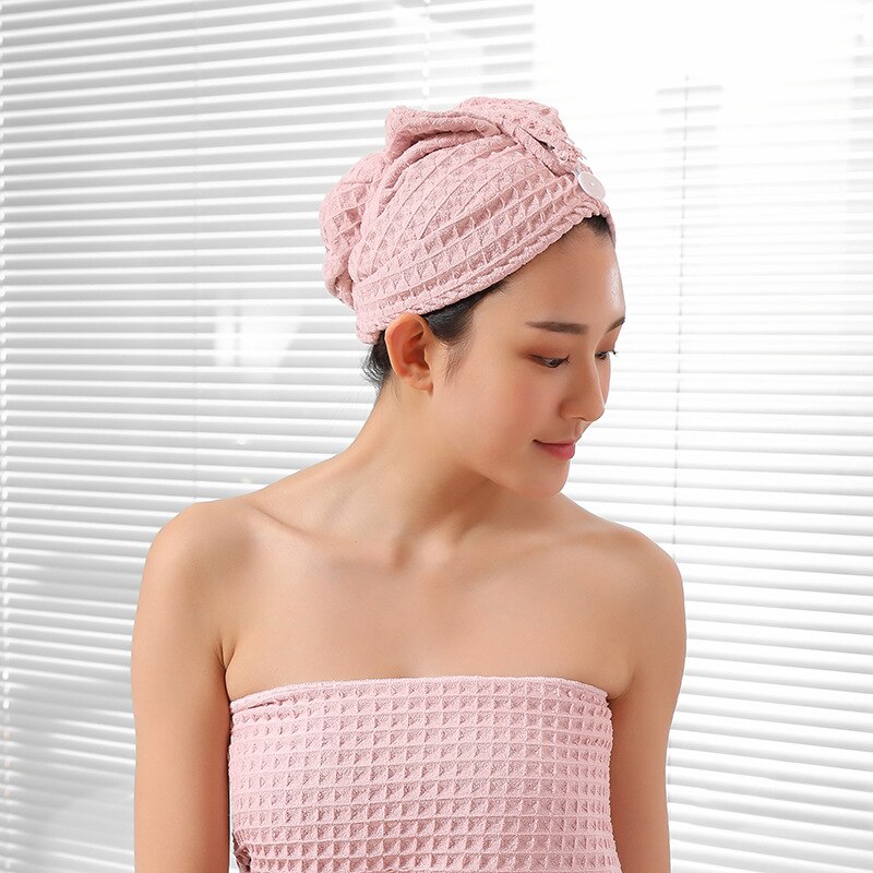 1Pcs Wit Wafel Stof Na Douche Haardrooginrichtingen Wrap Handdoek Snel Droog Haar Hoed Cap Tulband Head Wrap baden Tool