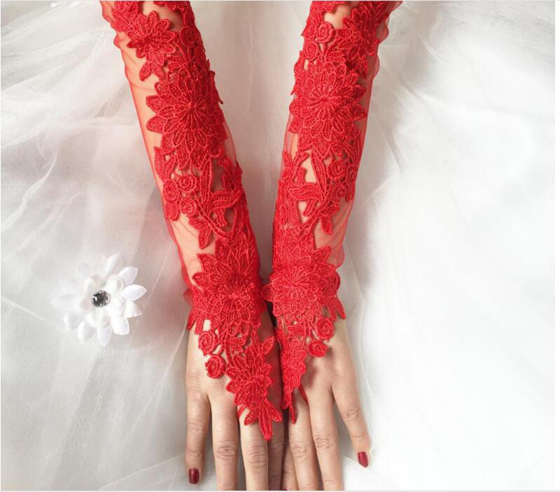 Gants de mariage pour femmes mariés, longs, sans doigts, en dentelle, en stock, , nouveauté