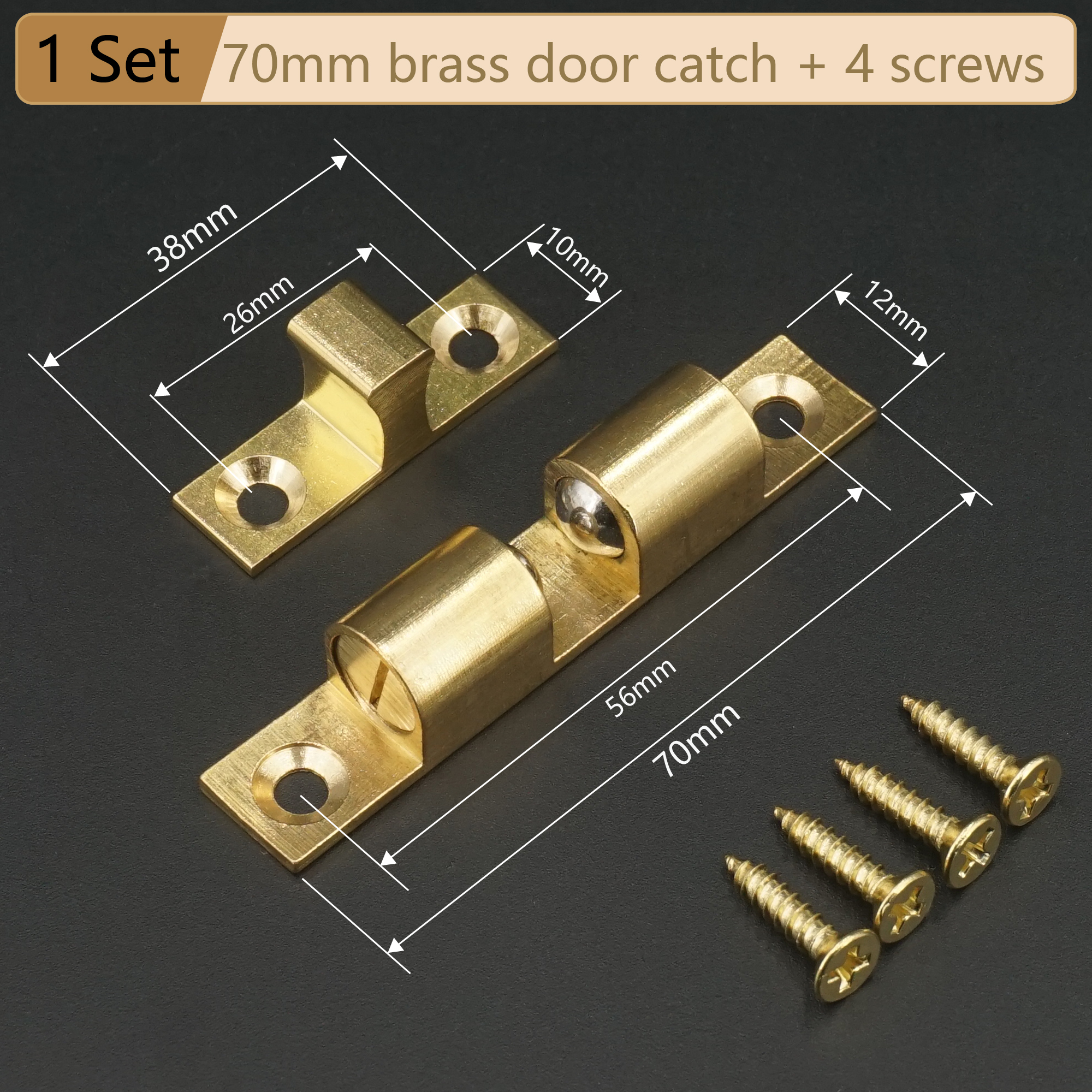 Cabinet Door Catch Solid Brass Adjustable Spring Ball Latch Furniture Door Closer with Free Screws 40mm/50mm/60mm/70mm: BRONZE