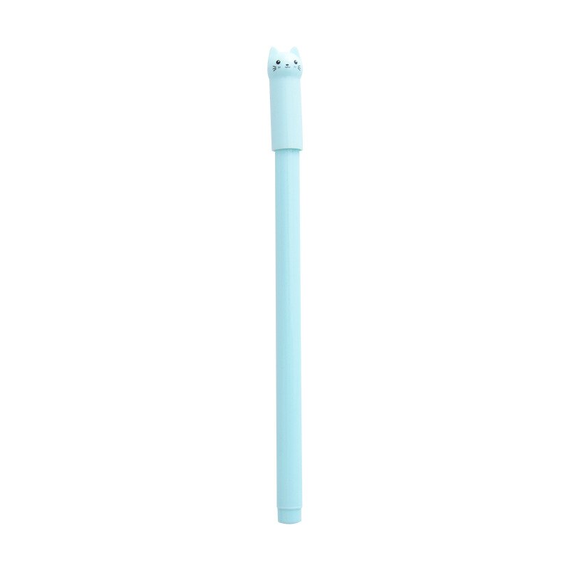 1PC Kawaii lindo tinta negra, pluma de Gel con de gato 0,5 mmCartoon de plástico bolígrafos de Gel para escribir la escuela, la Oficina suministros de papelería: Azul cielo