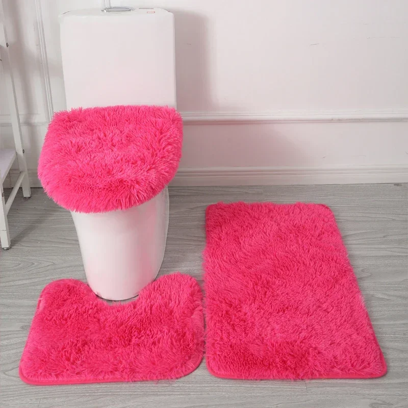 Anti-slip Bathroom Mat Set Luxurious 3-piece Bathroom Rug Set with Non-slip Backing Super Soft Microfiber for Toilet for Modern: Ivory