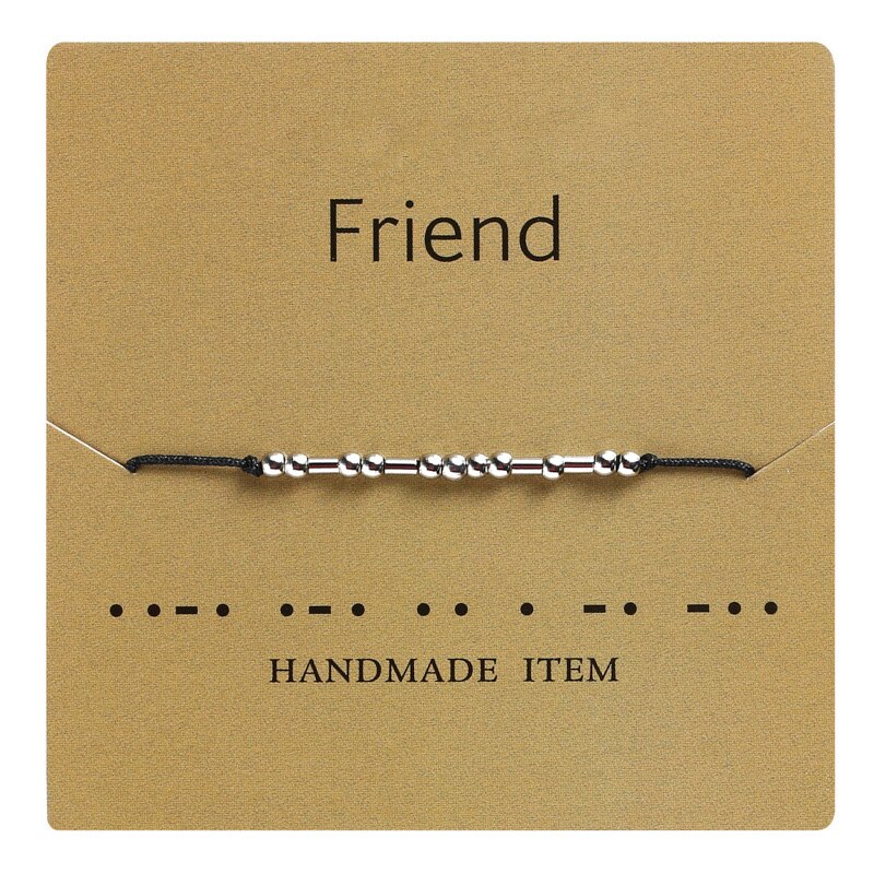 I Love U Morse Code Brief Charm Bead Armbanden Vriend Familie Geef Nooit Blijven Gaan Bff Hoop Hand Geweven verstelbare Armband