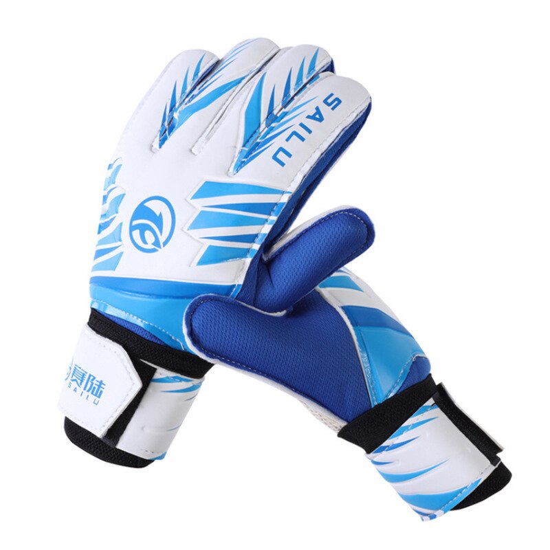 Teenager Goalkeeper Double Layer Bracer Thick Latex Profession Training Goalkeeper Football Gloves: blue white / size 6 16-17cm