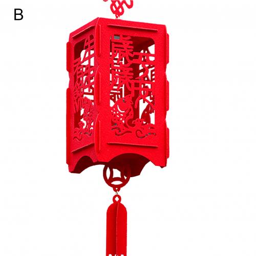 Chinese Year Square Palace Lantern Hollow Inlaid Spring Festival Decoration: B