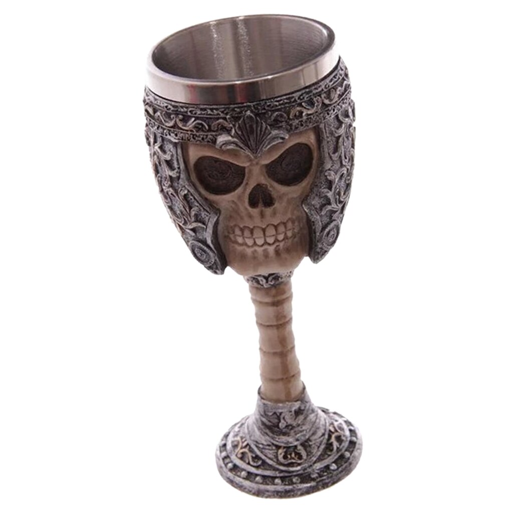 Stainless Steel Skull Gothic Wine Goblet Beer Mug Cup Drinking Cup 17.5cm