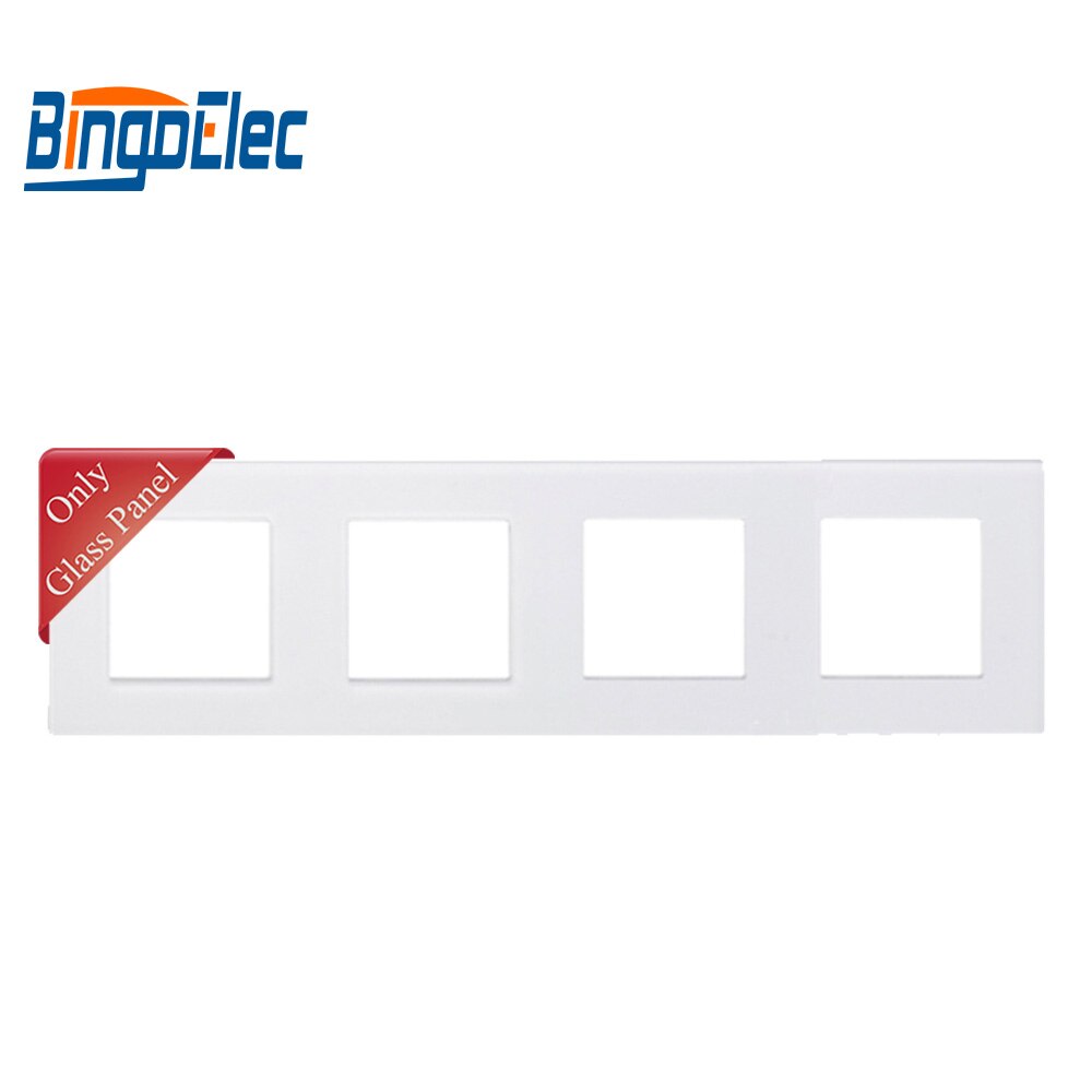 Three color four socket frame,crystal toughened glass frame,86*299mm,: White