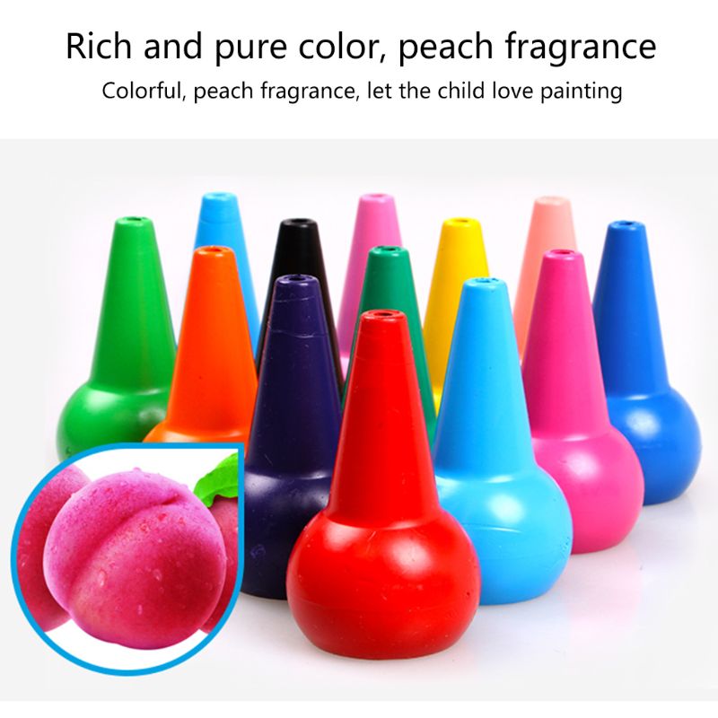 Crayones de dedo 3D de 12 colores, pintura lavable no tóxica, cera de dibujo para niños pequeños,
