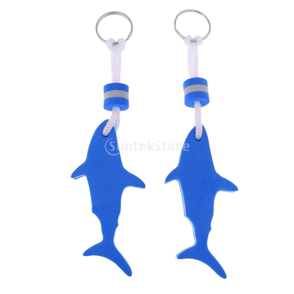 2 Stuks Lichtgewicht Shark Eva Foam Drijvende Sleutelhanger Sleutelhanger Surf Zwemmen Vissersboot Water Float Boei Sleutelhouder-kiezen Kleuren: Blue