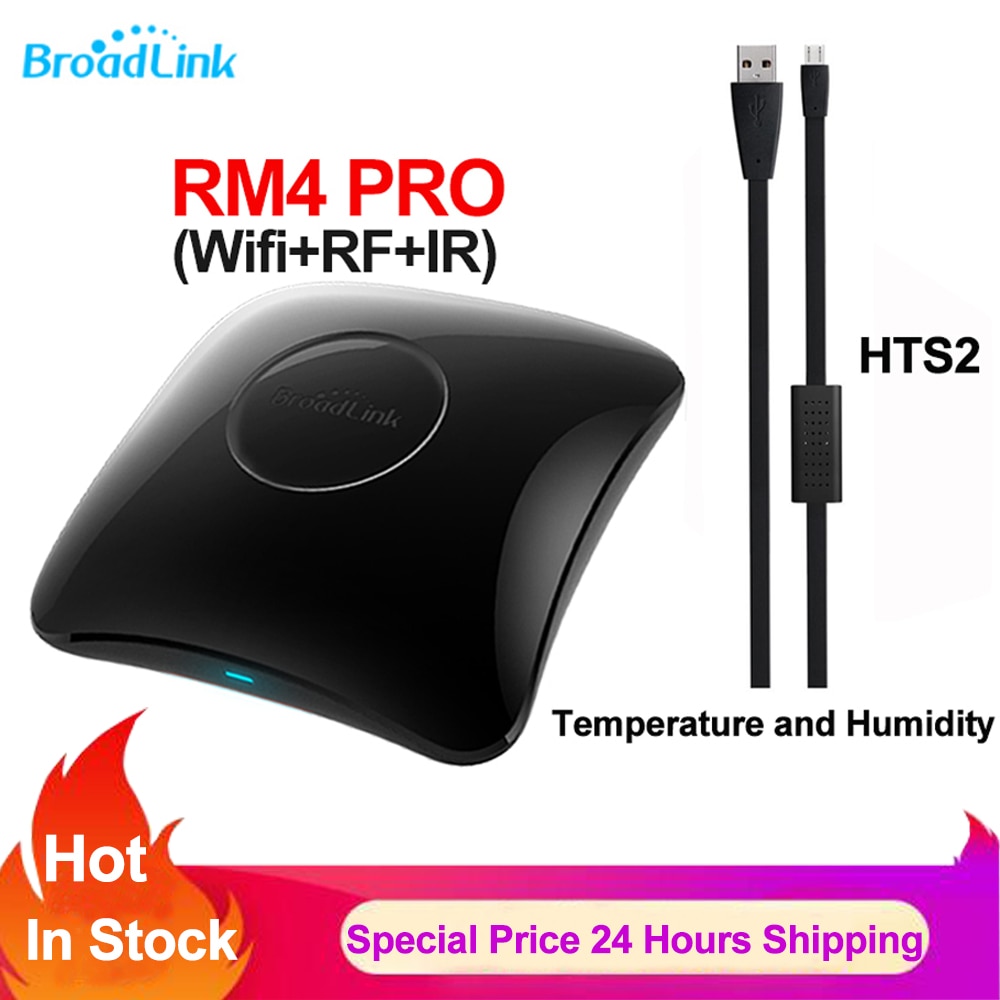 Broadlink-control remoto Universal RM4 PRO Smart Home, Wifi, RF, IR, HTS2, Sensor de temperatura y humedad, funciona con Alexa y Google