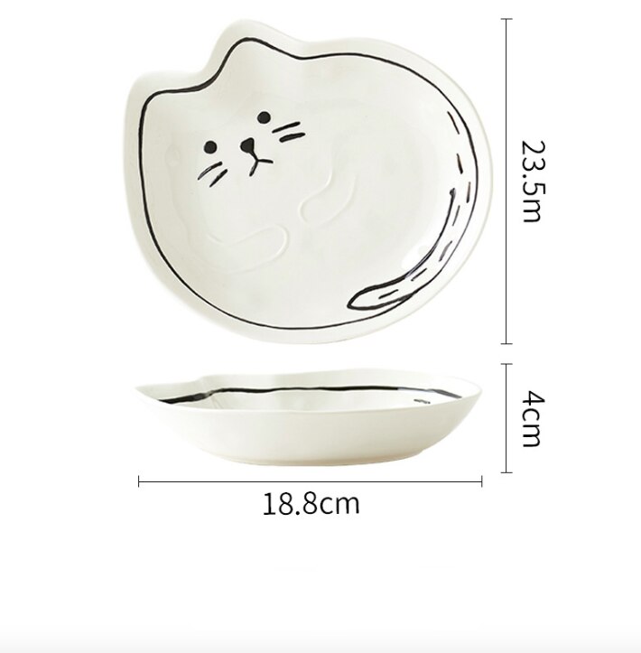 Cartoon Dinner Plate Set Ceramic Kitchen Plate Breakfast Tableware Set Food Dishes Rice Salad Noodles Bowl Soup Kitchen Tool: 006