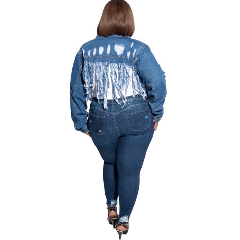 Denim Jacket Women Over Sized Plus Size 4XL 5XL Veste Jean Femme Veste En Jean Courte Chaqueta Mujer Chaquetas Vaqueras De Mujer