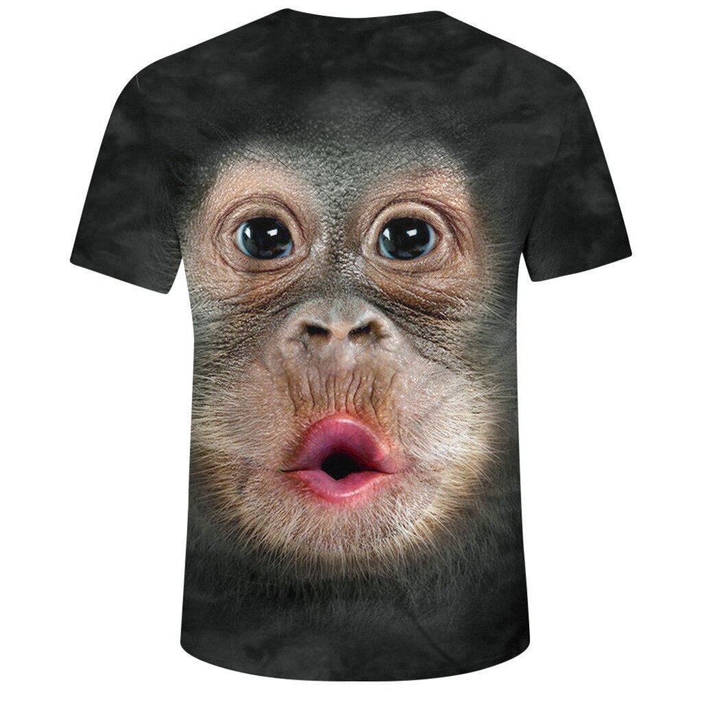 Men's T-shirt 3D printed animal monkey T-shirt short sleeve fun round neck Halloween T-shirt