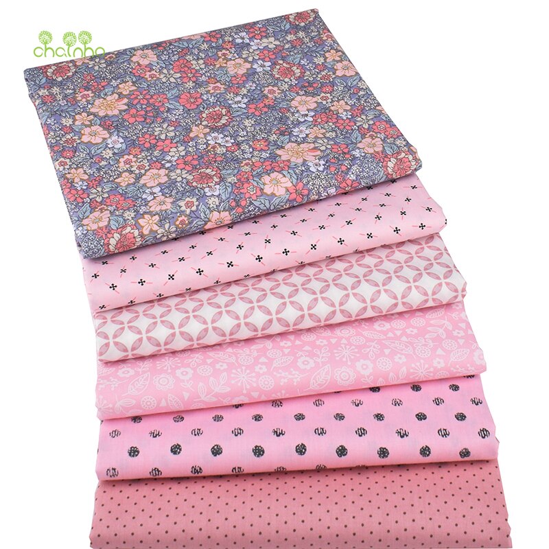 Chainho,6 Stks/partij, Roze Bloemen Serie, Gedrukt Twill Katoen Stof, patchwork Doek Voor Diy Naaien Quilten Baby & Kinderen Materiaal