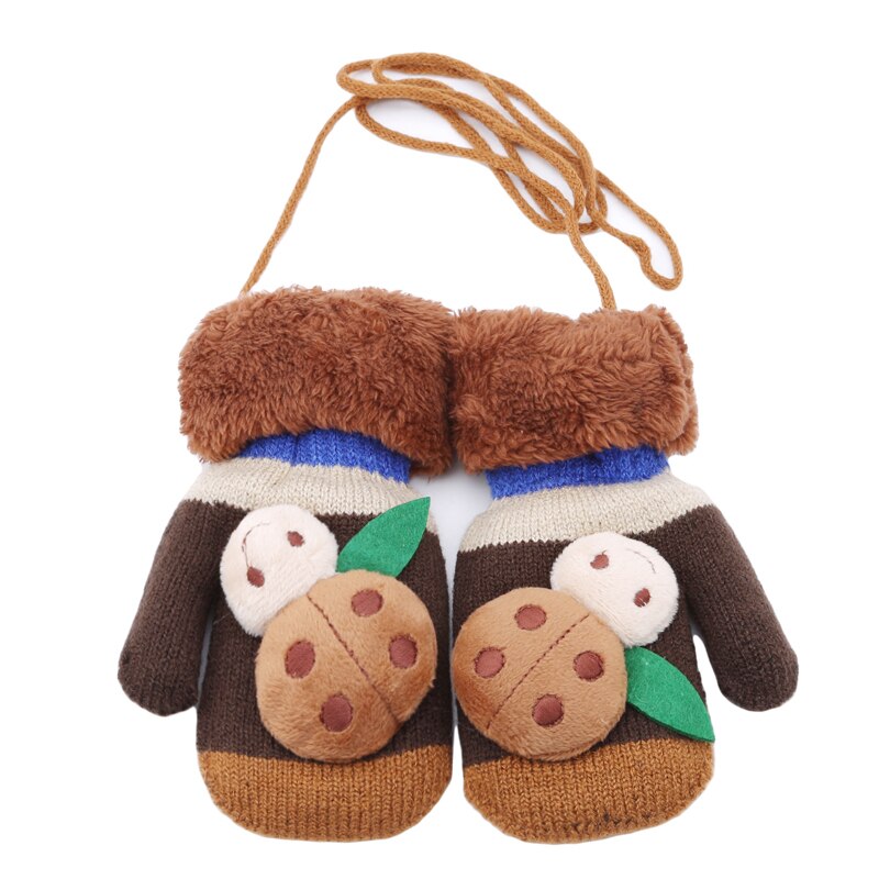Animale del fumetto Guanti di Inverno Del bambino Bambini Addensare Guanti Caldi Carino Coccinella Lavorato A Maglia Delle Ragazze Dei Ragazzi Guanti Per 4-7 Anni