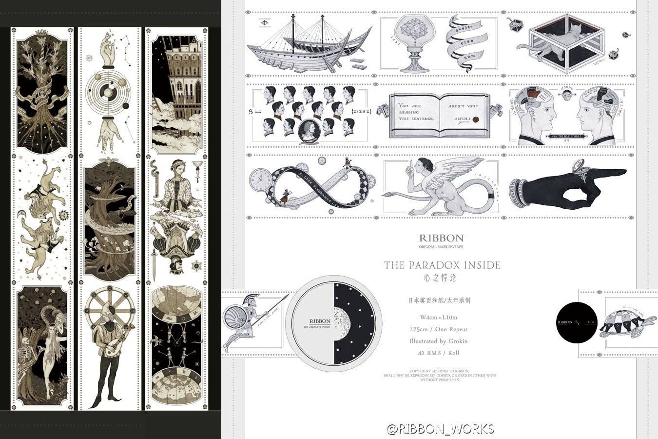 Dudu Washi Tape Sample Loop Lint Complete Set Stille Fuga/Slapen Portret/Paradox Hart/Model World Jongen meisje: 75cm Model 80cm