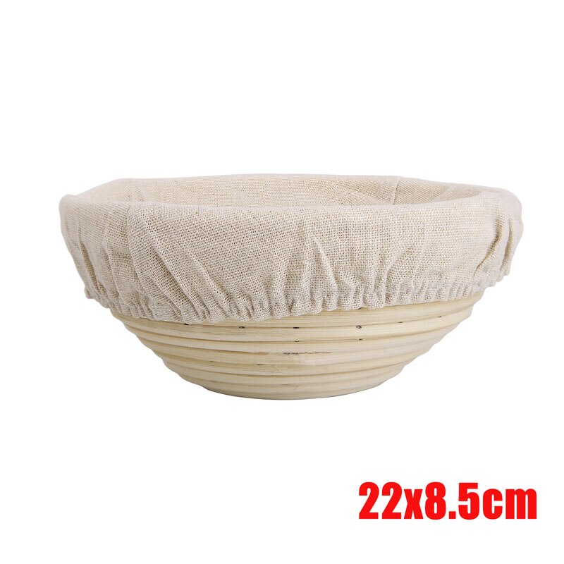 Round Rattan Bread Proofing Basket Natural Rattan Wicker Dough Fermentation Sourdough Country Bread Basket with Cloth Cover: 22x8.5cm