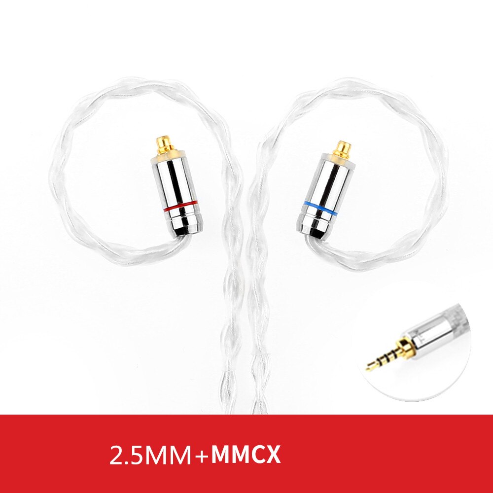 Newest TRN T3 8 core silver cable Upgrade Earphone Cable 3.5/2.5mm MMCX/2Pin Connector For TRN V90 BA5 ST1 V80 T3 P1 T4 ZSX C12: 2.5mm mmcx