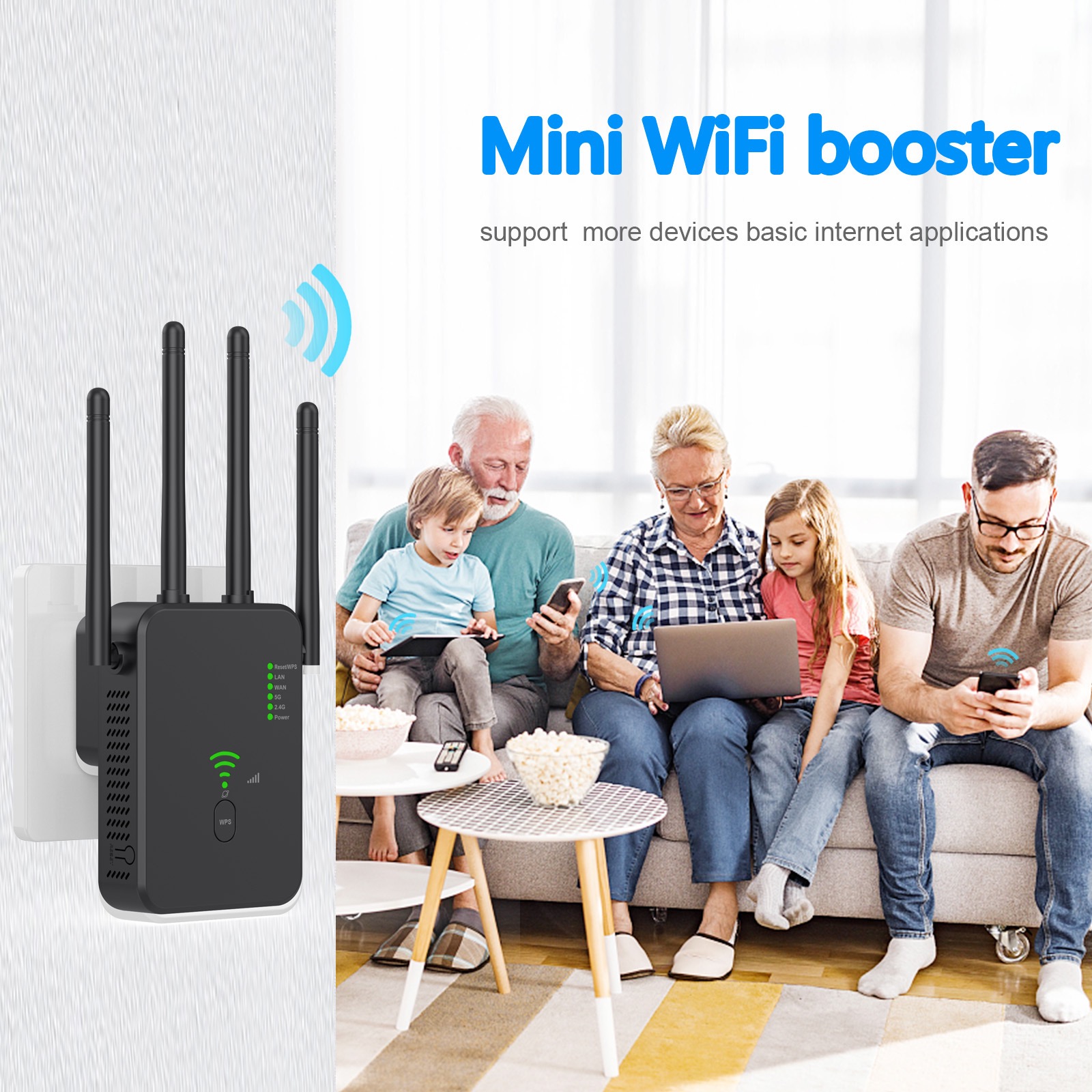 DBIT 1200Mbps Wireless WiFi Repeater Wifi Signal Booster Dual-Band 2.4G 5G WiFi Extender 802.11ac Gigabit Amplifier WPS Router