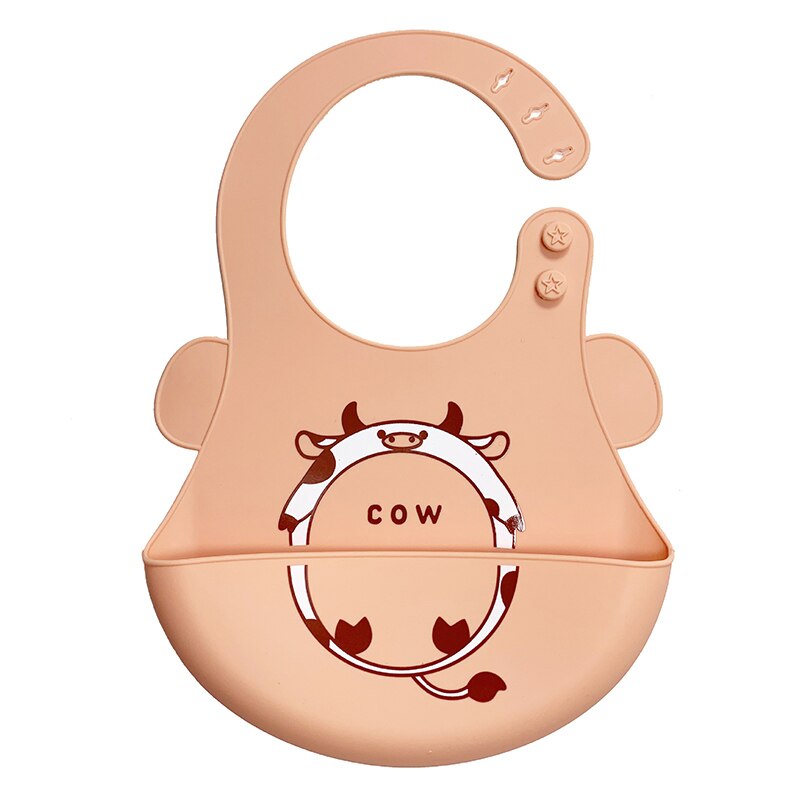 Cartoon Baby Slabbetjes Waterdichte Verstelbare Zachte Siliconen Slabbetjes Voor Baby Meisje Jongen Peuter Kinderen Bib Babyvoeding Stuff: Style1 Cow