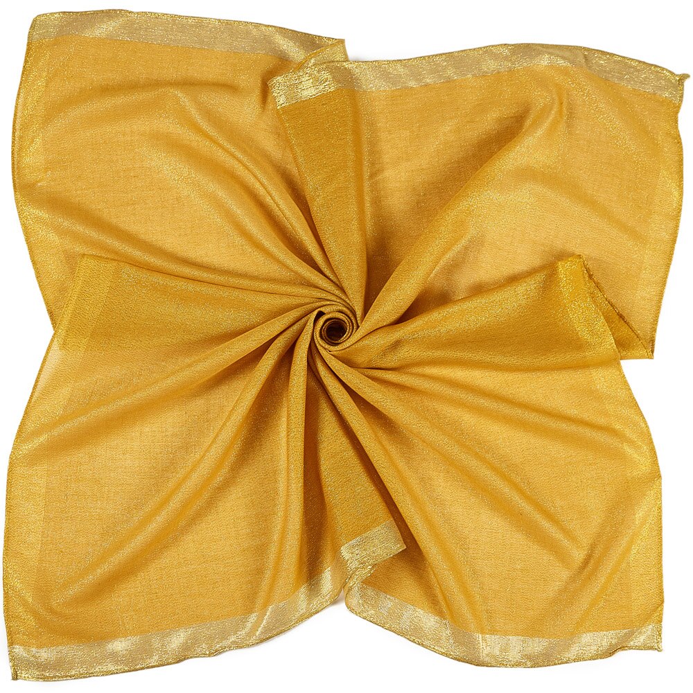Foulard carré uni avec bordure en Lurex doré pour femme, châle léger, 90x90 cm: 10